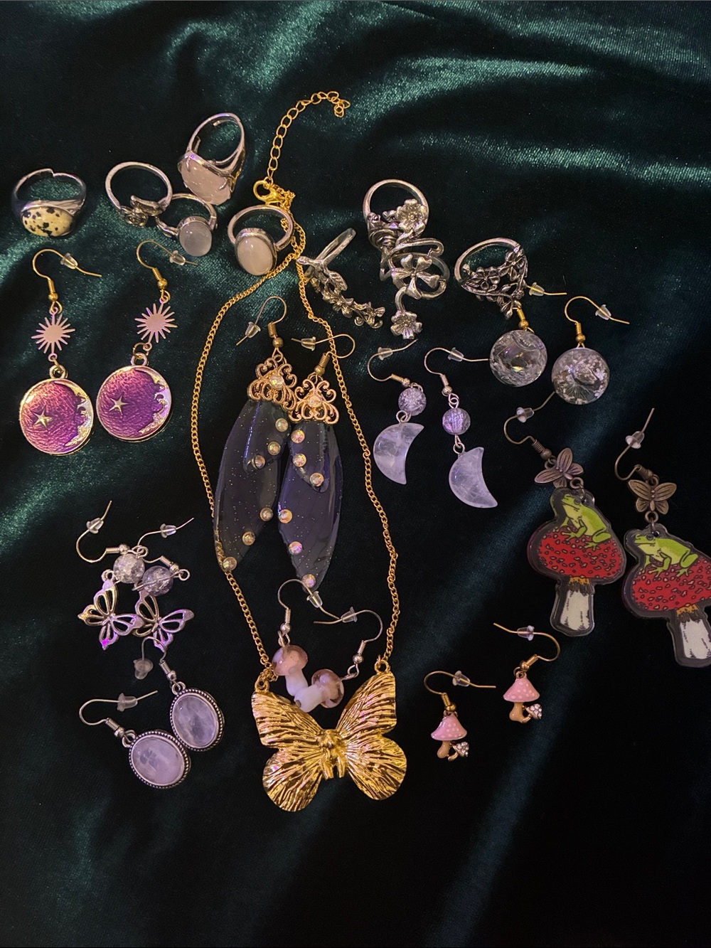 BUNDLE— Fairycore Jewelry Bundle Aesthetic Whimsigoth Butterfly Mushroom Earring